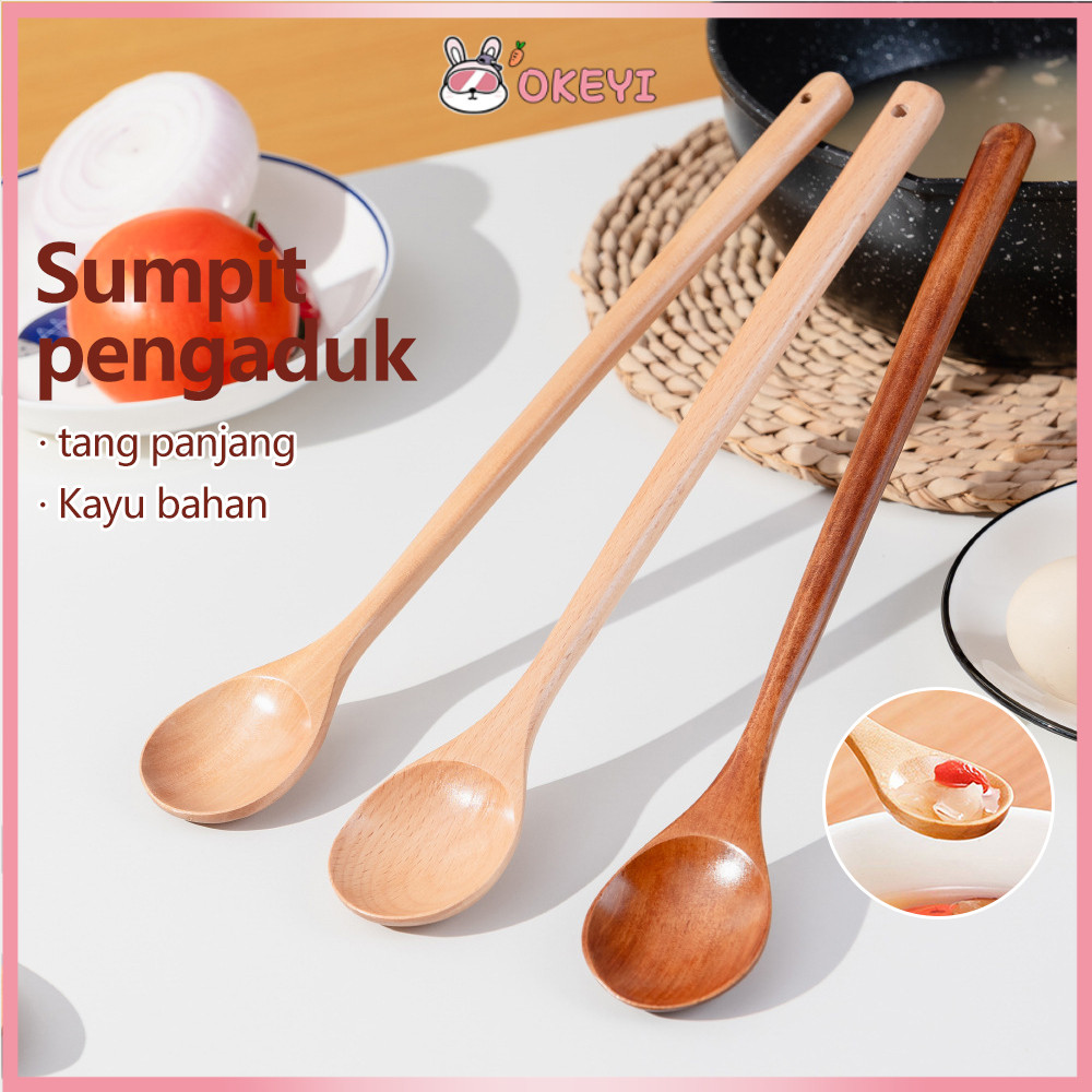OKEYI Sendok Kayu Panjang Sendok Masak Wooden Long Spoon Jepang