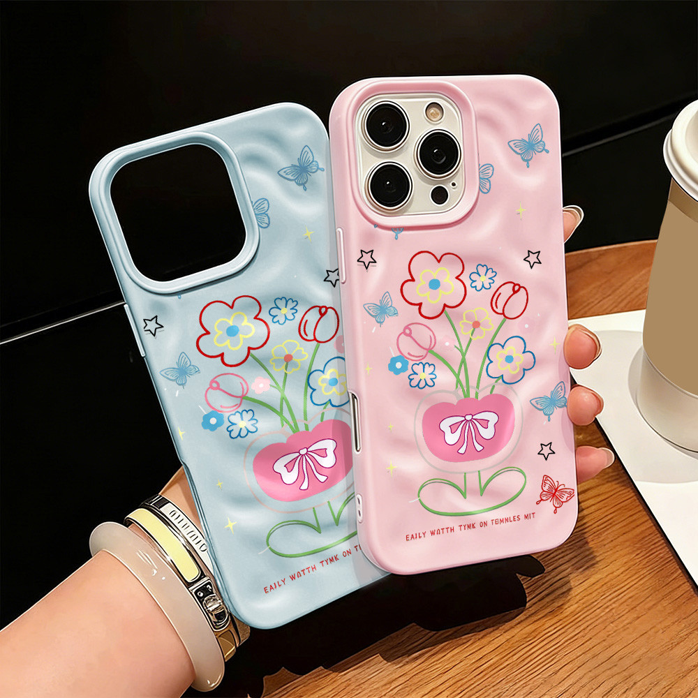 Bunga HP Untuk IPhone 11 Case IPhone 13 16 Pro Max 14 12 11 15 Pro Max 6 7 8 Plus Casing Sampul Luna