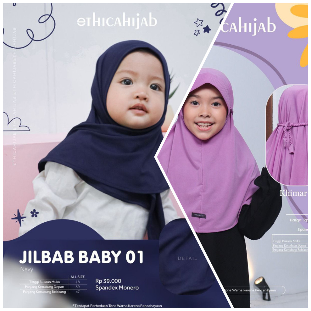 ETHICA HIJAB ELEGAN JILBAB BABY 01 NAVY KHIMAR KIDS LULU GRAPE JILBAB FASHION TERBARU 2024