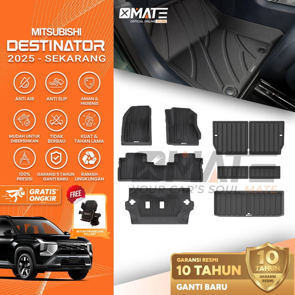 Xmate Karpet Mobil Mitsubishi Destinator 2025 - Sekarang Bahan TPE Premium 100% Presisi, Plug and Pl