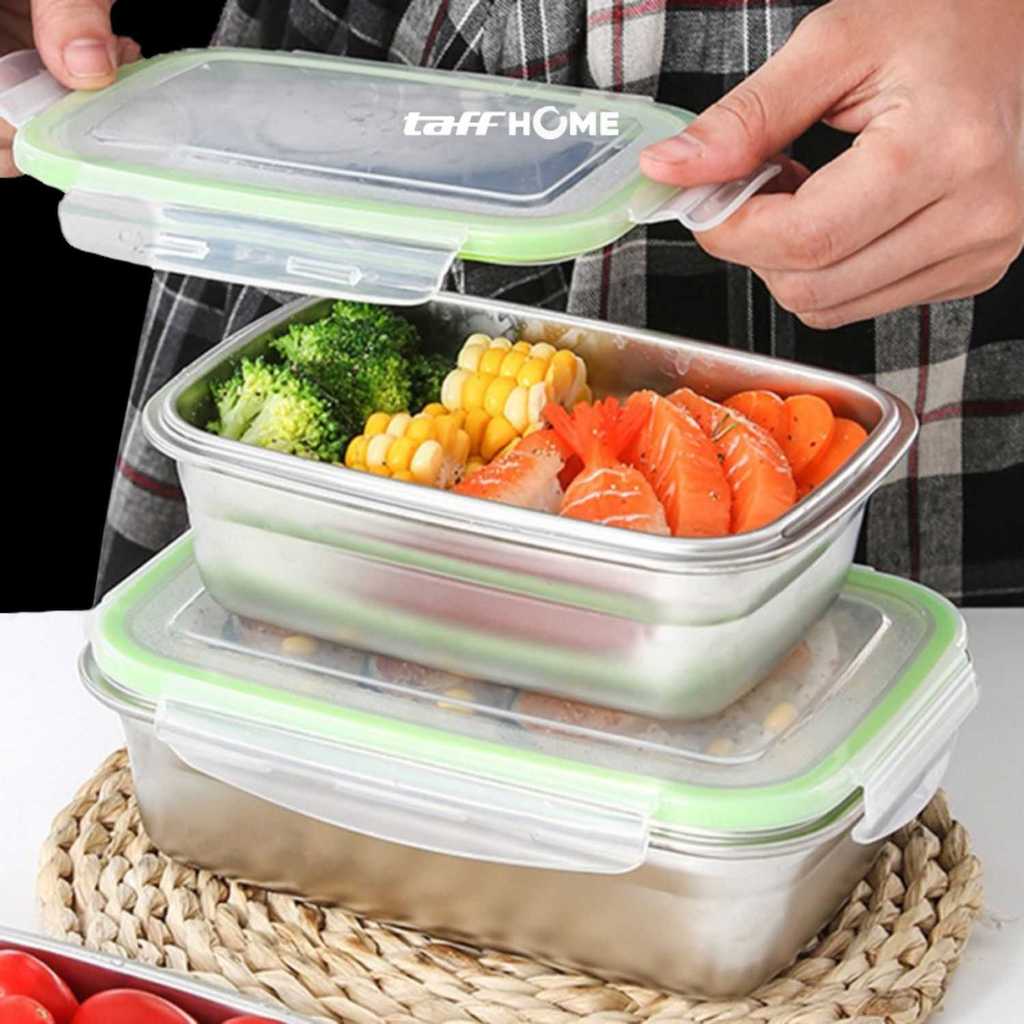 Tempat Makan Stainless Lunch Box Tupperware Anak Sekolah Kantor Anti Tumpah Tahan Panas