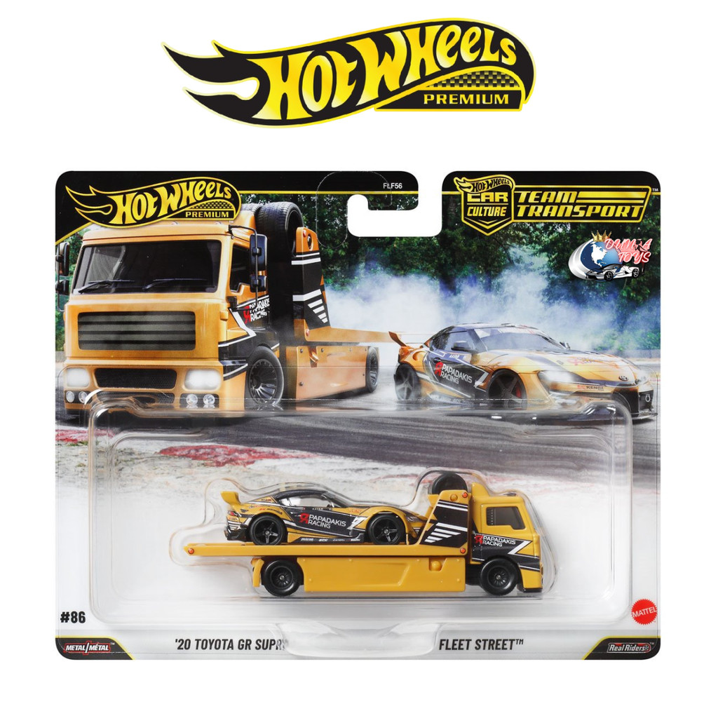 Hot Wheels Premium Team Transport 20 Toyota GR Supra Vs Fleet Street Towing Kuning Balap