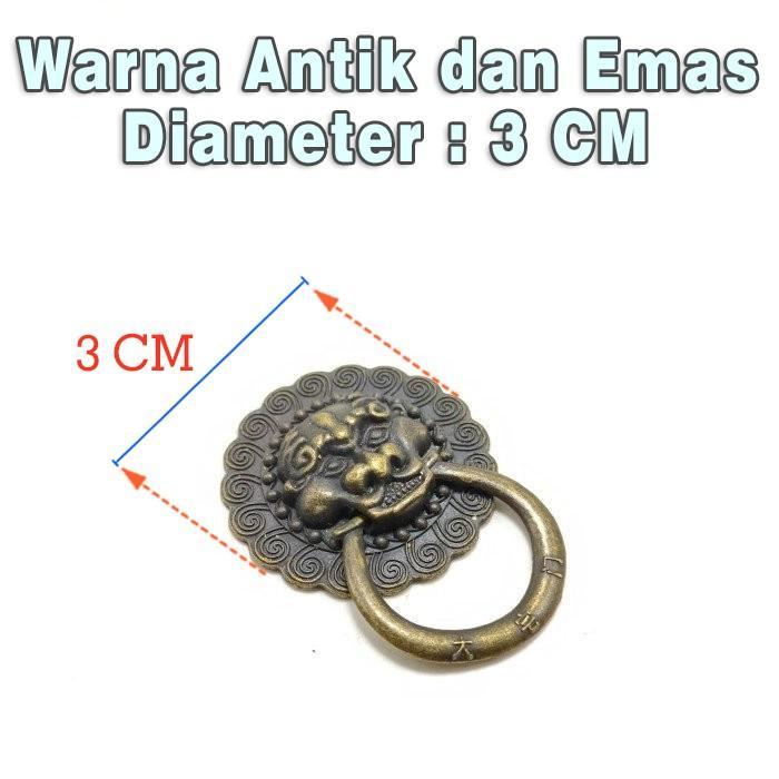 Tarikan laci antik  3 cm Knob antik Handle mini antik 30 mm Tarikan kotak mahar motif singa Omah Eng