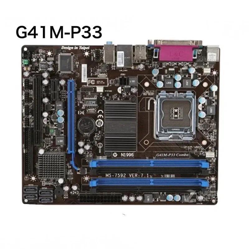 For MSI G41M-P33 Motherboard LGA 775 DDR3 MS-7592 VER: 7.1 Mainboard 100% Tested OK Fully Work Free 