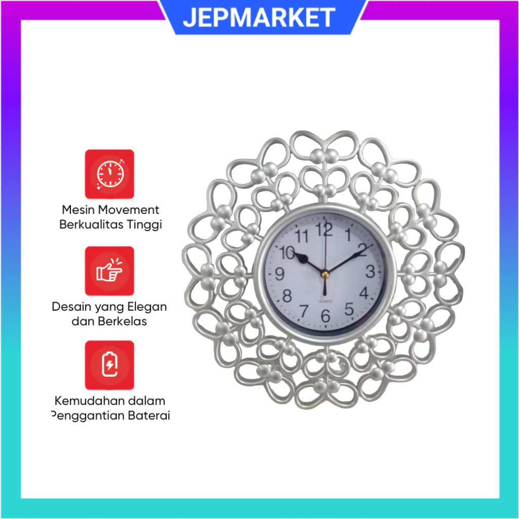 Jam Dinding Aesthetic / Jam Dinding Ornamen Clasik / Jam Dinding Ruang Tamu / Jam Dinding Klasik / J