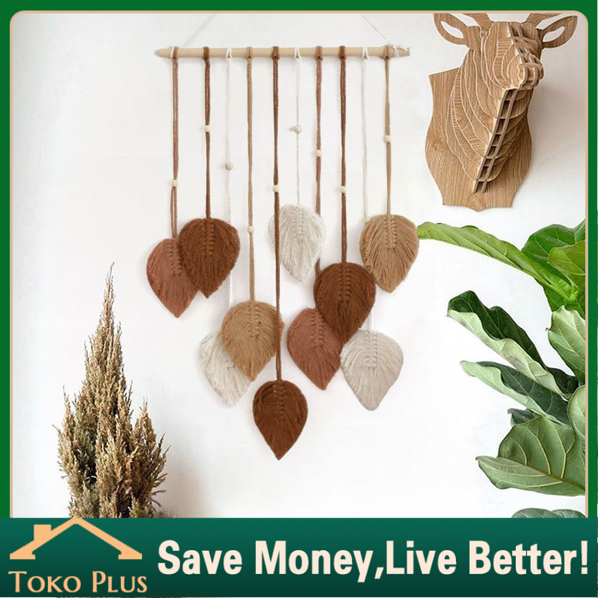 MACRAME DAUN AESTHETIC GANTUNG-Dekorasi Dinding Macrame Daun Aesthetic Hiasan Kamar Tidur Wanita Min