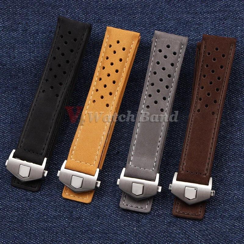 New Wat Strap for TAG HEUER CARRERA Monaco Series 20 22 24mm Matte Cow Leather Bracelet Watband Wris