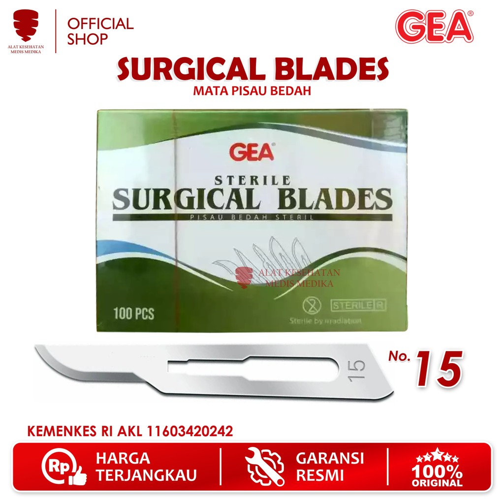 Surgical Blades No.15 Mata Pisau Bedah Operasi Knife Bisturi Isi 100pc Medis