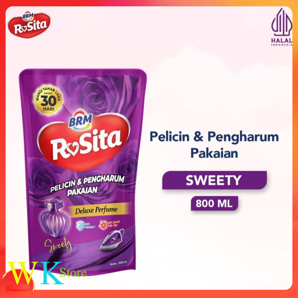 Pewangi dan Pelicin Pakaian BRM Refil Sweety (Ungu) Mawar Super Laundry by Berkah Rosita Mandiri