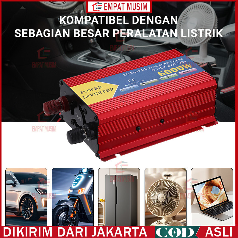 Inverter 6000 Watt Power Inverter DC AC Aki Listrik Serbaguna Besaar 6000W Universal Inverter Mobil