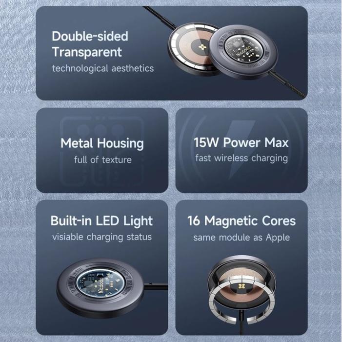 MCDODO FAST Charging 15W Wireless Charger Magsafe Iphone 11 12 13 - GREY