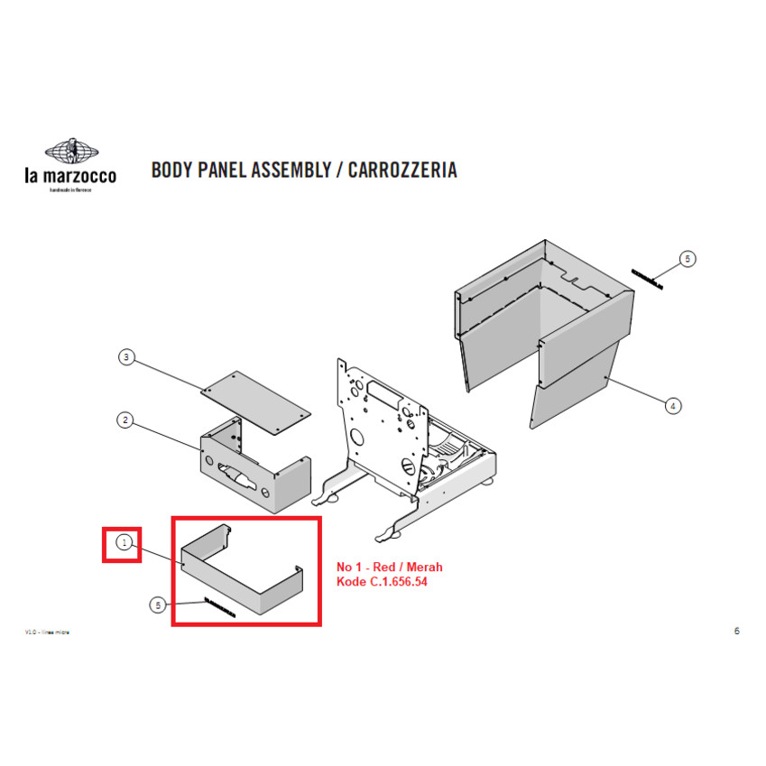 Original La Marzocco Micra Cover Drain Tray – Red / Merah
