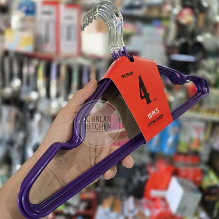Hanger Gantungan Baju Stainless Tebal 3mm - Subron - Ungu