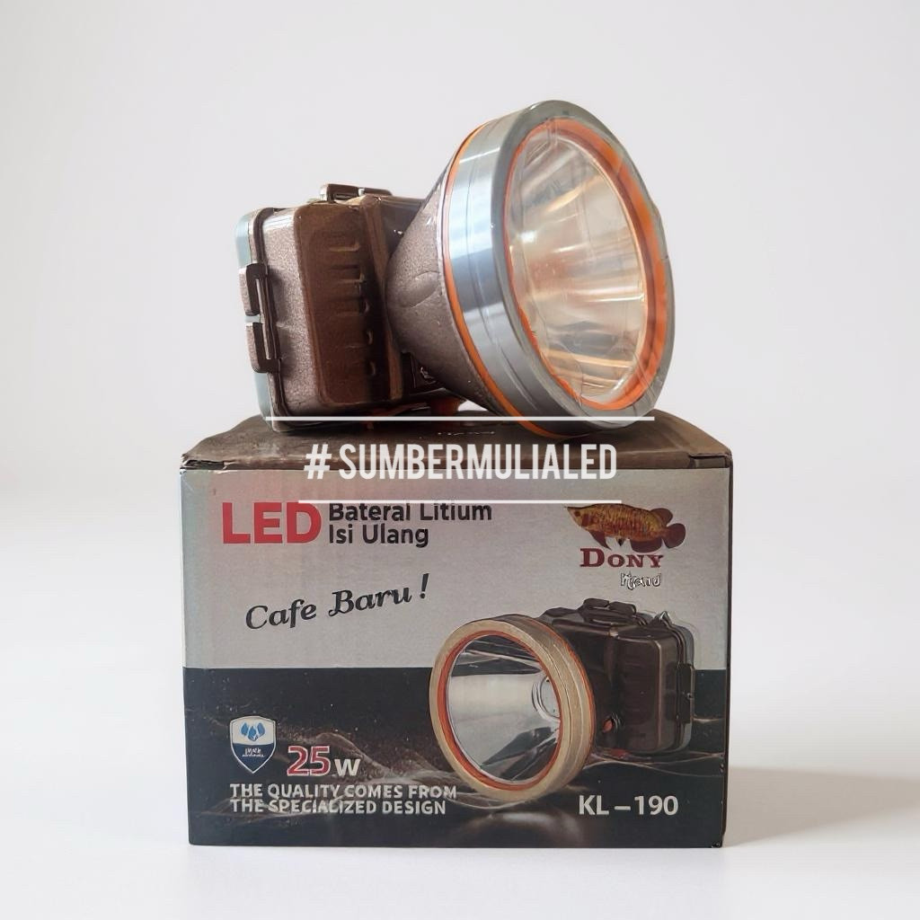 Senter Kepala Dony KL-190 KL 190 Cafe Baru 15W UPGRADE JADI 25W ORIGINAL GROSIR Baterai Battery Bisa
