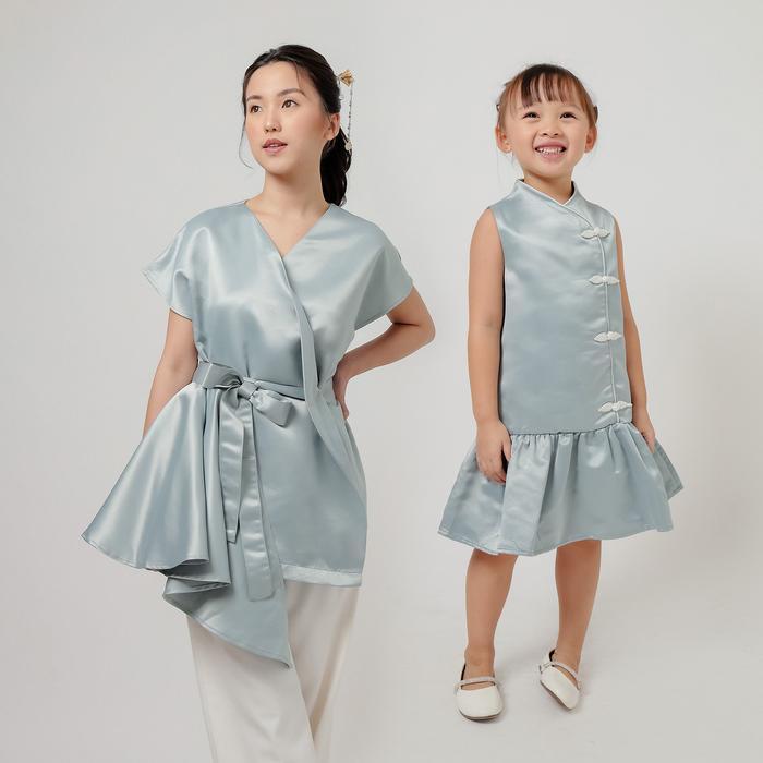 Promo ZIEL KIDS -  Cny - Hui Dress Mom & Girls / Dress Couple Ibu Dan Anak / Lunar New Year / Imlek 