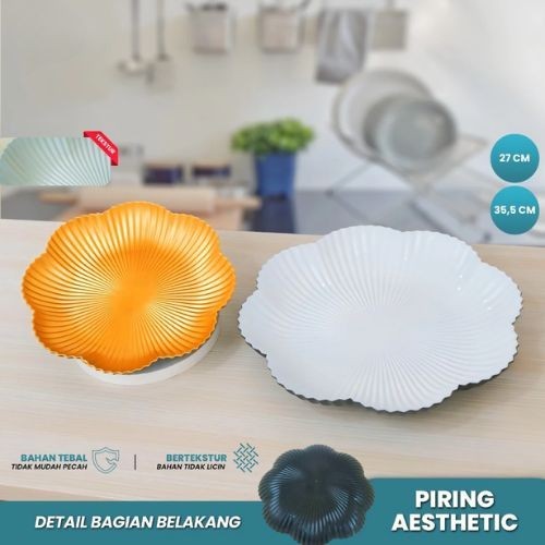 Piring Makan Saji Motif Bunga Piring Snack Bahan Plastik Tahan Banting BISA COD
