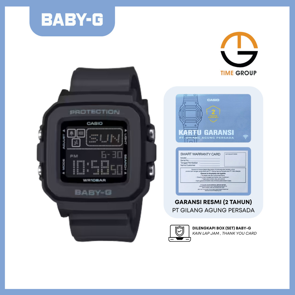JAM TANGAN WANITA BABY-G BGD-10-1 BGD10-1DR DIGITAL BLACK RESIN STRAP ORIGINAL