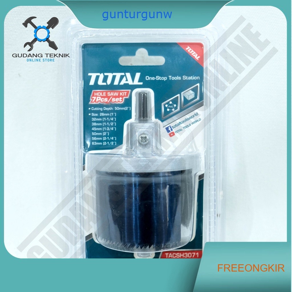 Mata Bor Hole Saw SET 7pcs TOTAL TACSH3071 / Mata Bor Lubang Kayu Kits 7 Pcs TOTAL