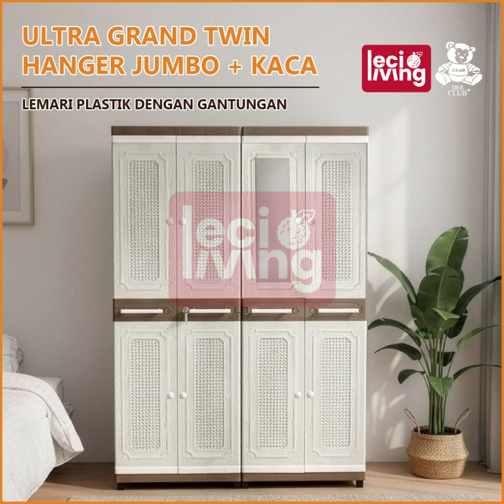 ULTRA GRAND TWIN HANGER JUMBO + KACA - Lemari Baju Plastik / Lemari Gantung Besar / Lemari Pakaian