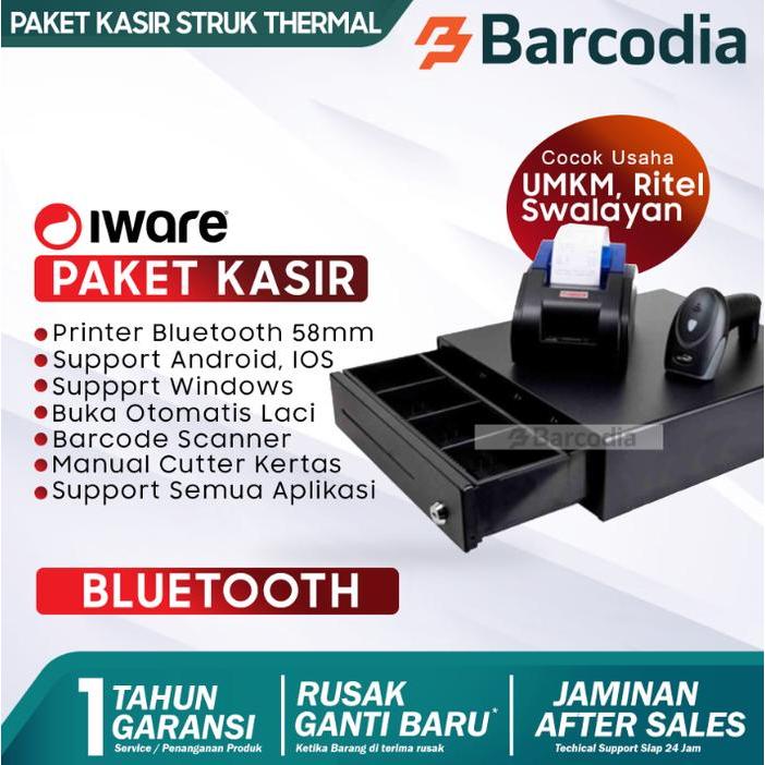 Paket Printer Bluetooth Alat Kasir ( Printer+Scanner+Cash Drawer) - SCANNER TANPA STAND