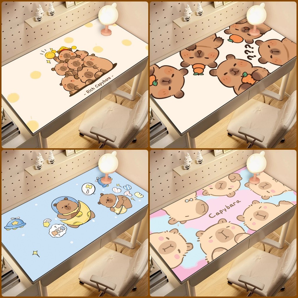 Taplak Meja Kerja Kantor Kapibara Capybara Anti Slip/Alas Meja Aesthetic PVC/Taplak Meja Belajar | P