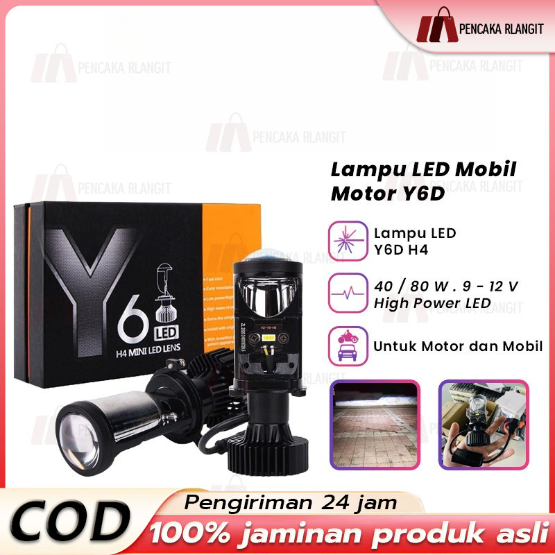 Lampu Lampu Led Motor Mini Projector Projie Y6d H4 Led Mobil Motor H4 Super Bright