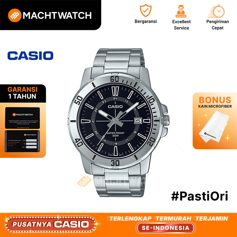 Jam Tangan Pria Analog Casio Standard MTP-VD01D-1CVUDF MTPVD01 MTP-VD01D Enticer Stainless Steel Ban