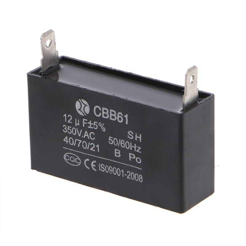 CRE Black 12uF Generator Capacitor Generator CBB61 12uF 50/60Hz 350VAC Fan Motor