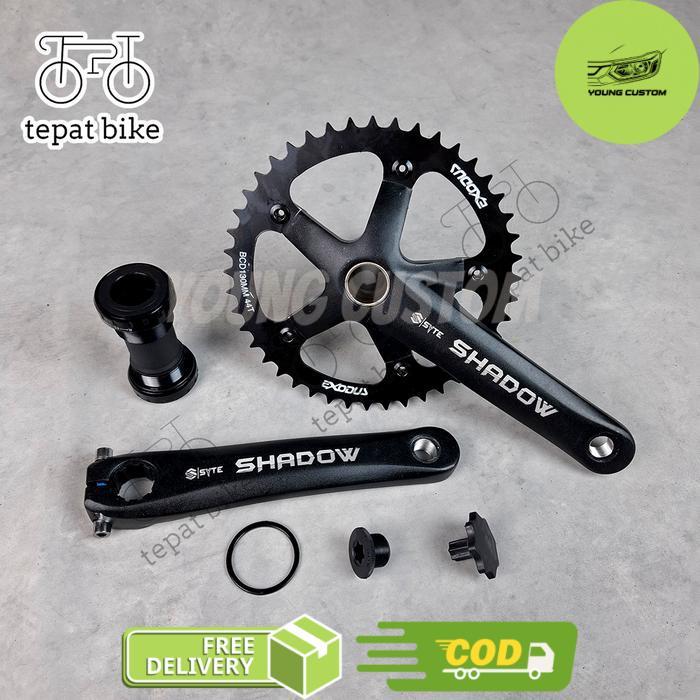 Crank Single Hollowtech 2 44T Syte Shadow Nimbuzz Exodus BCD 130mm Fix Gear Fixie BMX + BB HT2 HT-2 