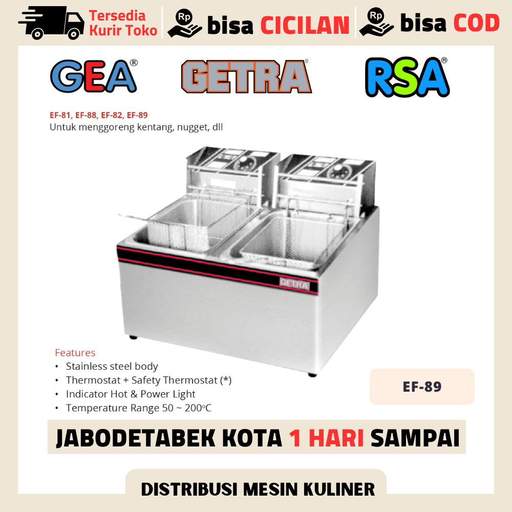 DEEP FRYER LISTRIK 2 TANK GETRA EF-89 PENGGORENGAN AYAM KENTANG FRIED CHICKEN ORIGINAL