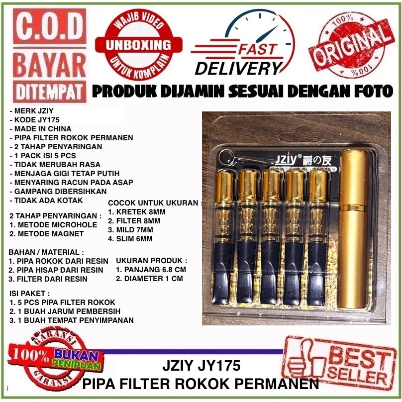 C.O.D JZIY JY175 Isi 5 pcs Pipe Holder Pipa Filter Saringan Asap Permanen Semua Ukuran Dual Filtrasi