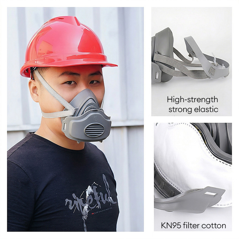 Respirator Anti Debu PM2.5/Masker Gas Filter/Pelindung Polusi Udara/Half Mask Nyaman Dipakai/Serbagu