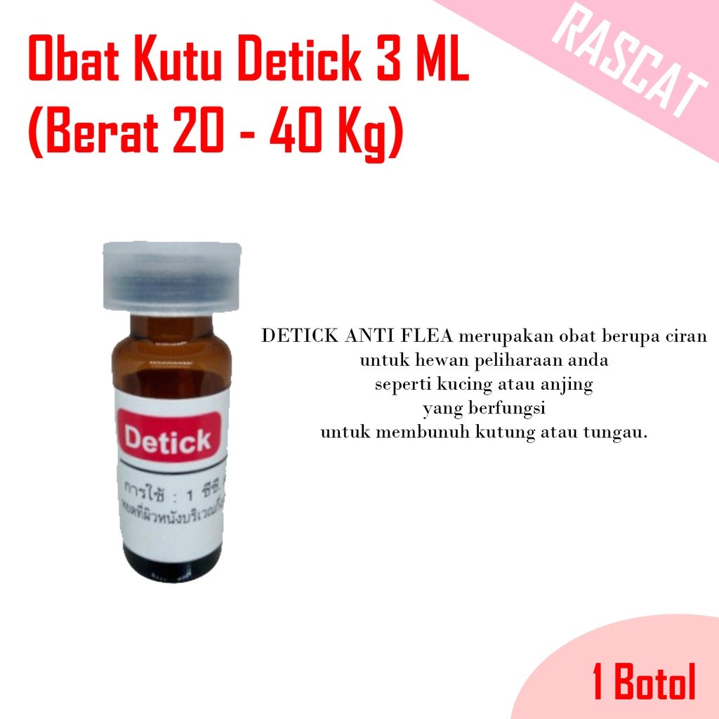 Obat Kutu Detick Kucing Anjing 3ml Original TCT Thailand