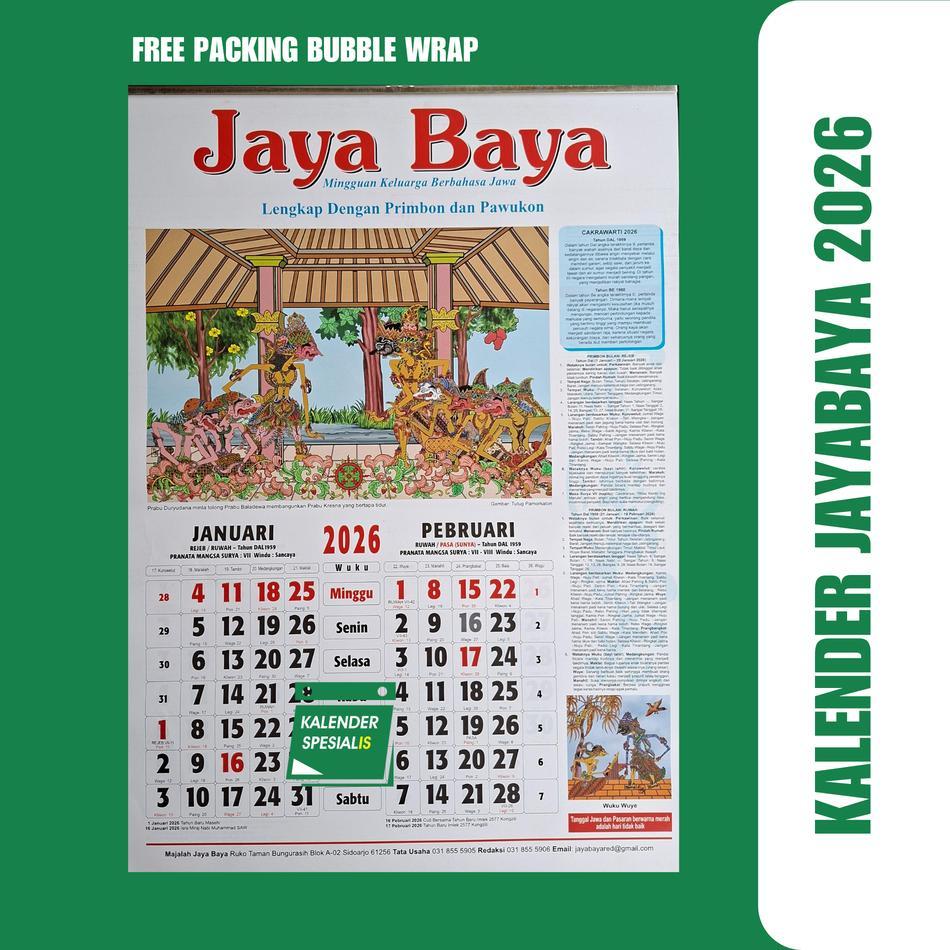 KALENDER JAYABAYA 2026 ORIGINAL - KALENDER PRIMBON JAWA