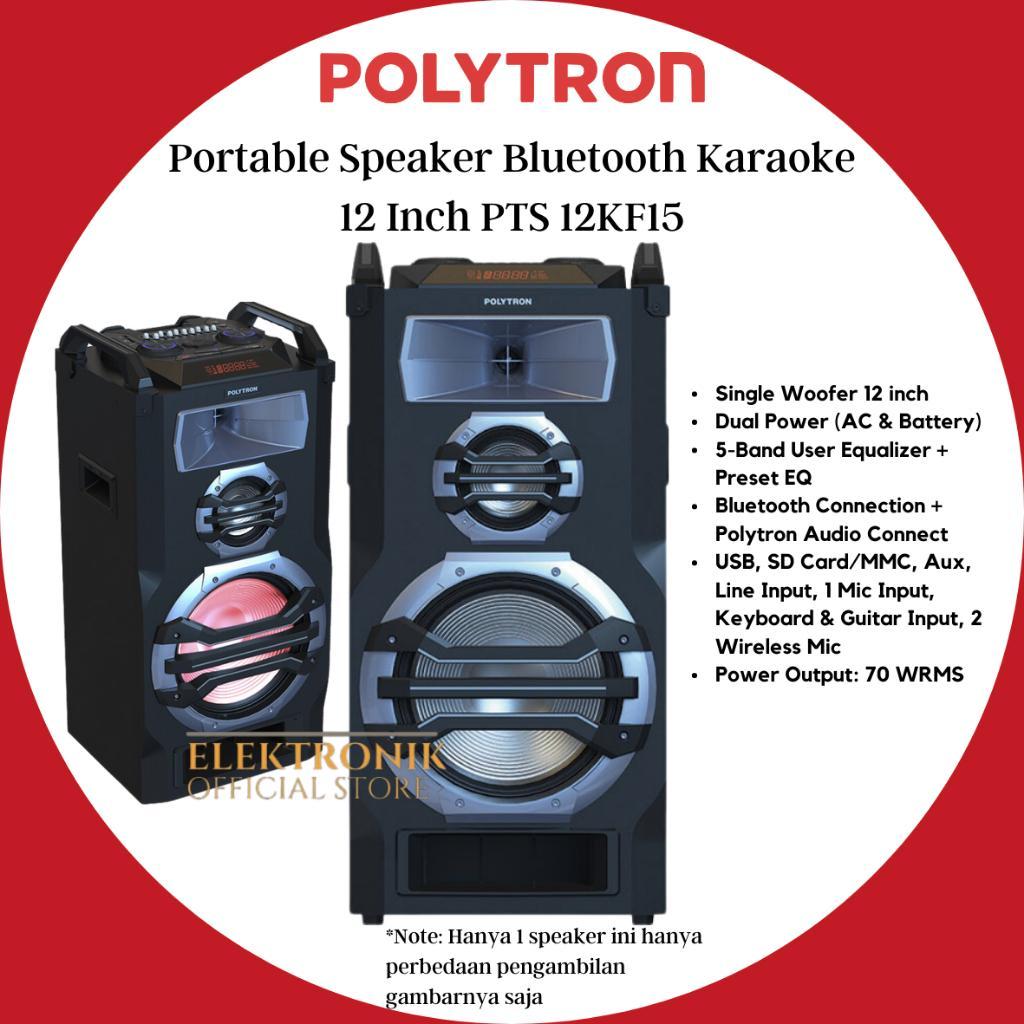 Polytron PTS12KF15 Speaker Aktif Portable 12 Inch Woofer Dual Power AC Battery Bluetooth Connection 