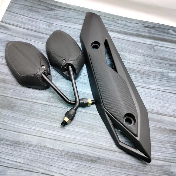 tutup tameng knalpot beat fi 2017-2019 + spion hitam standar orii beat eps  beat street Motorcycle