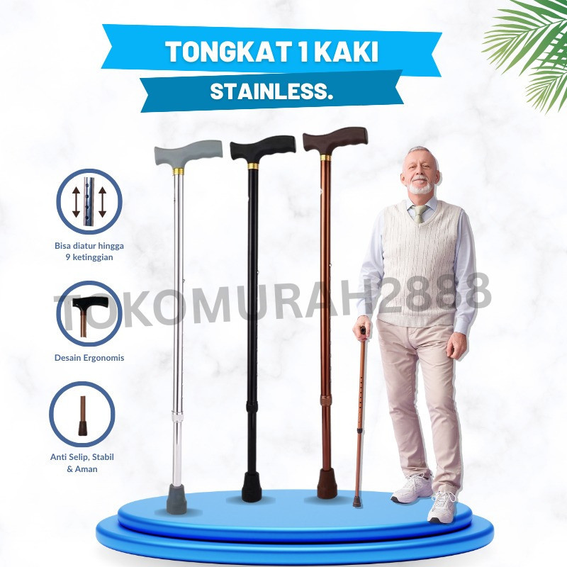 TONGKAT JALAN LANSIA KUAT 1 KAKI DAN  TONGKAT LIPAT/TONGKAT ALAT BANTU JALAN/TONGKAT