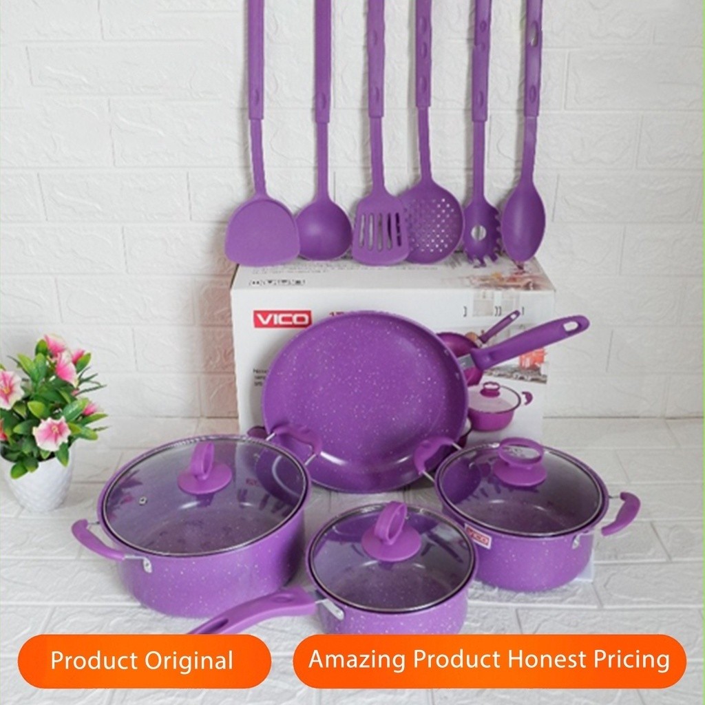 Panci Set 13 Tutup Kaca Serbaguna Panci Set Lengkap Stainless