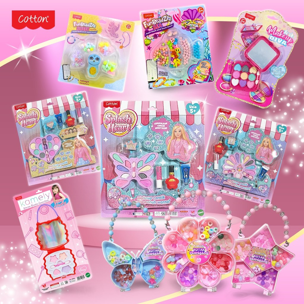 Cotton Gelang Kalung Manik-Manik Pandora Glitzy Charm Makeup Splash Heart Diva Makeup Kamely Funbead
