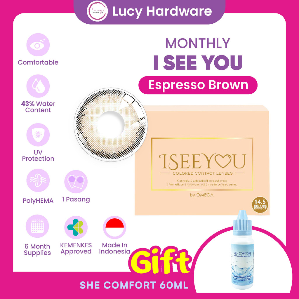 CLEARANCE SALE I See You Espresso Brown Bulanan Softlens Warna