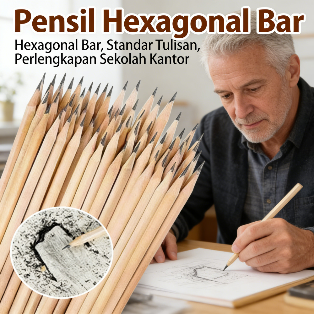 Perlengkapan Sekolah Kantor Tulisan Alat Tulis Log Bar Hexagonal Pensil Standar Perlengkapan Sekolah