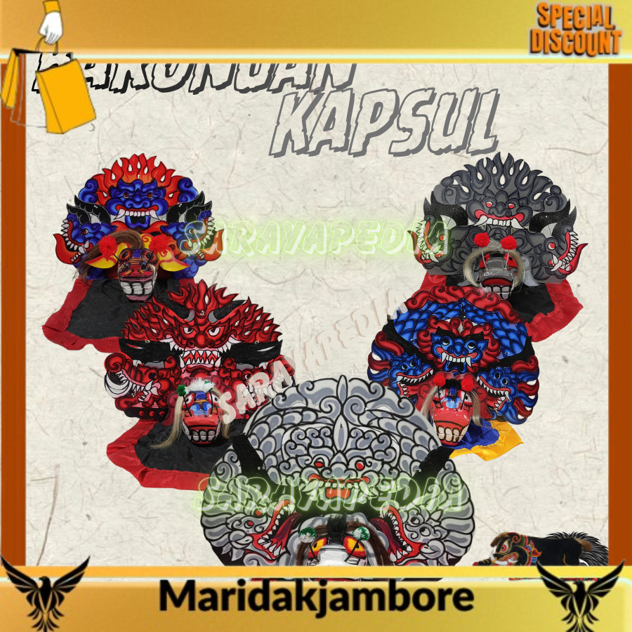 anak-anak hobby Barongan Kapsul Bahan Kayu Mainan Anak Budaya Tradisional Free Kemul SHY Mj barongan