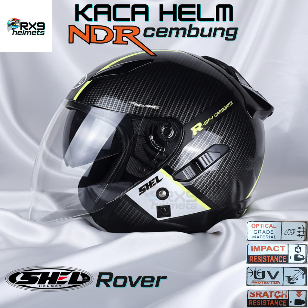 Kaca Helm SHELL ROVER R-814 Visor Helmet CEMBUNG venom open ganteng NDR iridium free rachet murah