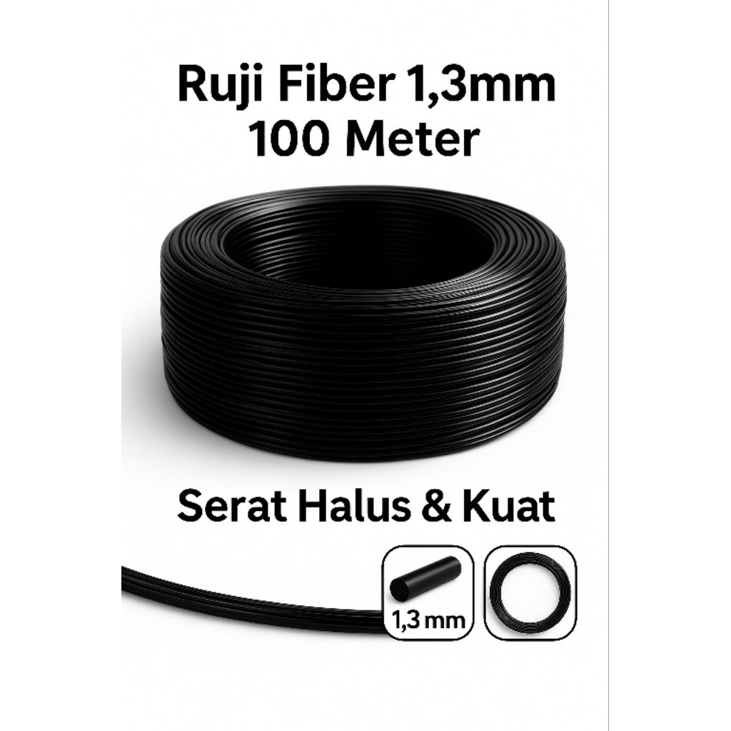 RUJI FIBER ROL HITAM 1.3 MM ASLI IMPORT JERUJI SANGKAR KANDANG BURUNG MAINAN KUCING STIK PANCING