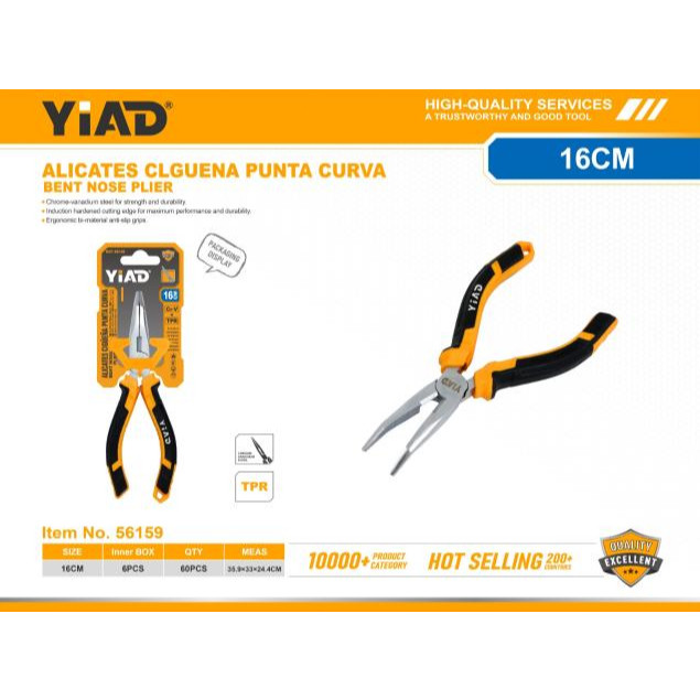 YiAD Tang Lancip Bengkok 6 Inch - Tang Cucut Bengkok Profesional untuk Bengkel