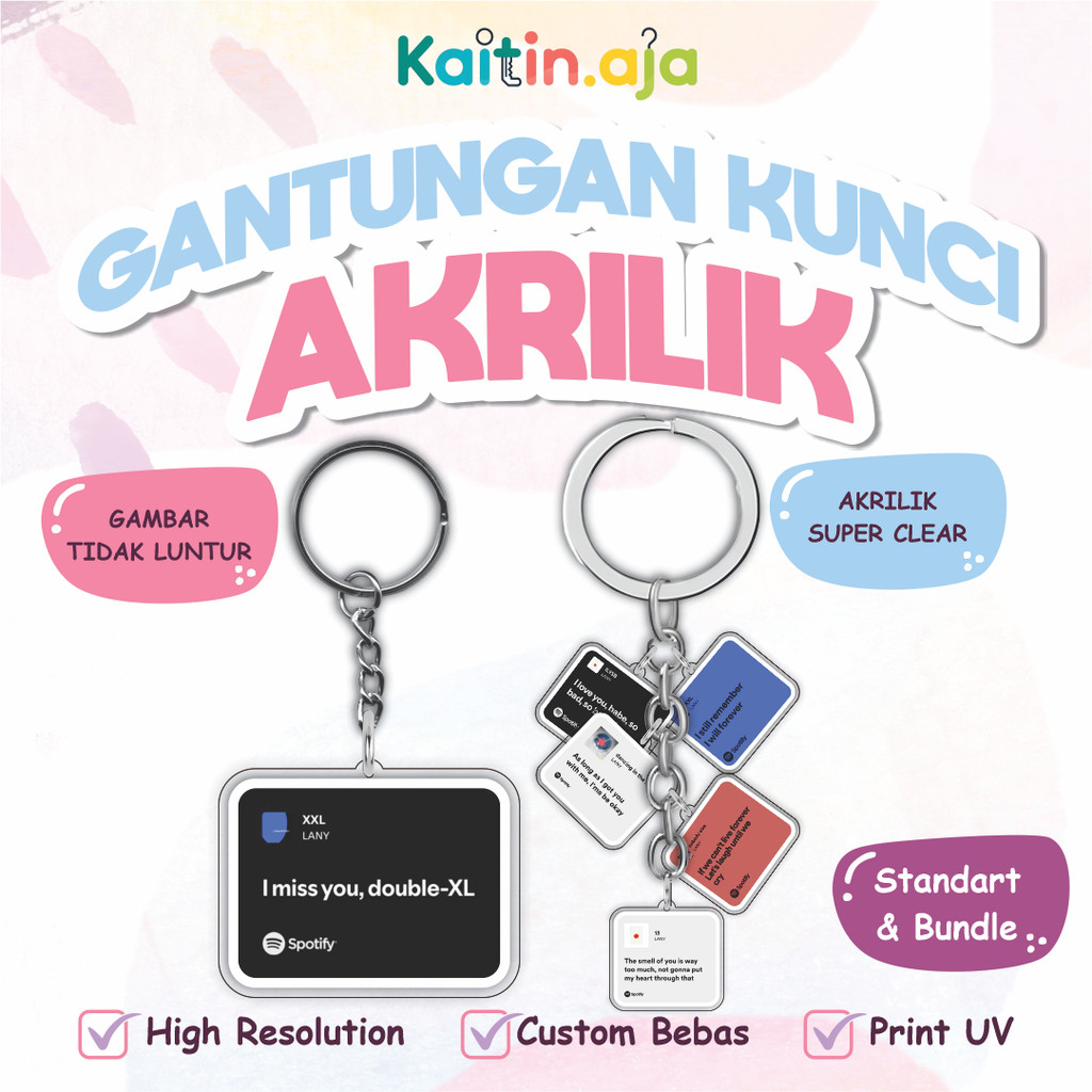 Gantungan Kunci Akrilik Lirik Lagu Spotify Lany Keychain Acrylic Print UV 2 Sisi