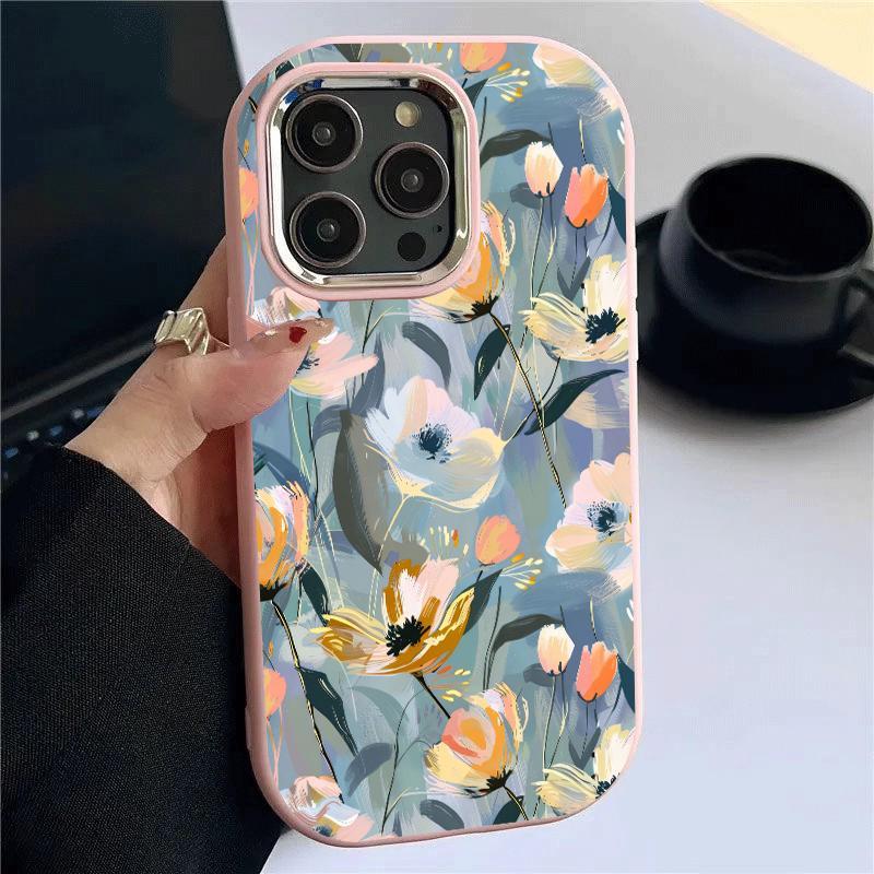 Soft Case For Samsung A32 5G A34 M32 Silicone Mecaron Floral Bunga Casing Ponsel