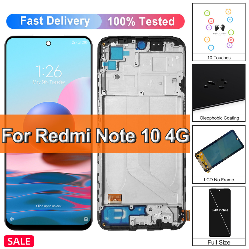 Super AMOLED Screen For Xiaomi Redmi Note 10 M2101K7AI LCD splay With Touch Screen gitizer For Redmi