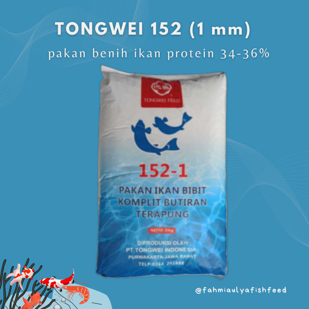 PAKAN IKAN MURAH TONGWEI 152-1 15 KG | Pakan Benih Ikan Tinggi Protein 34-36% | TONGWEI 152-1