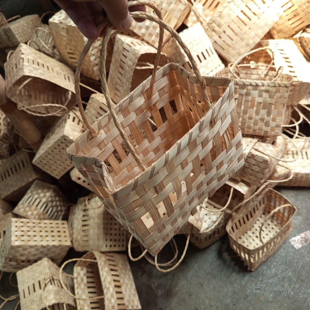 (TL8) Tas wadah kue kering tas rumi 20x13cm Tas Anyaman  Tas Anyaman Bambu Wadah Toples Kue – Cocok 